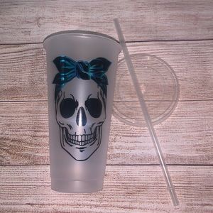 Skull Face With Bow Clear Cold Cup